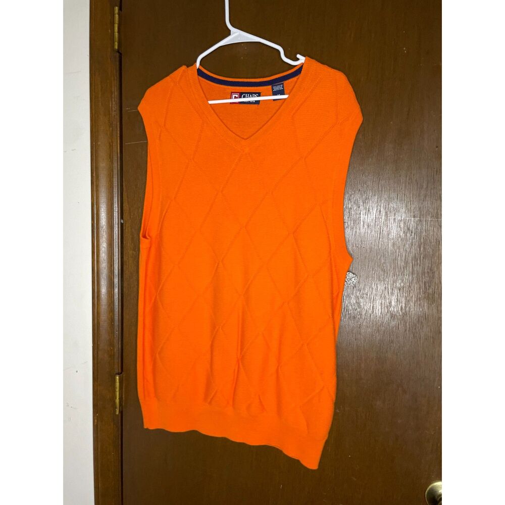 Chaps Argyle Sweater Vest Orange Men's Medium